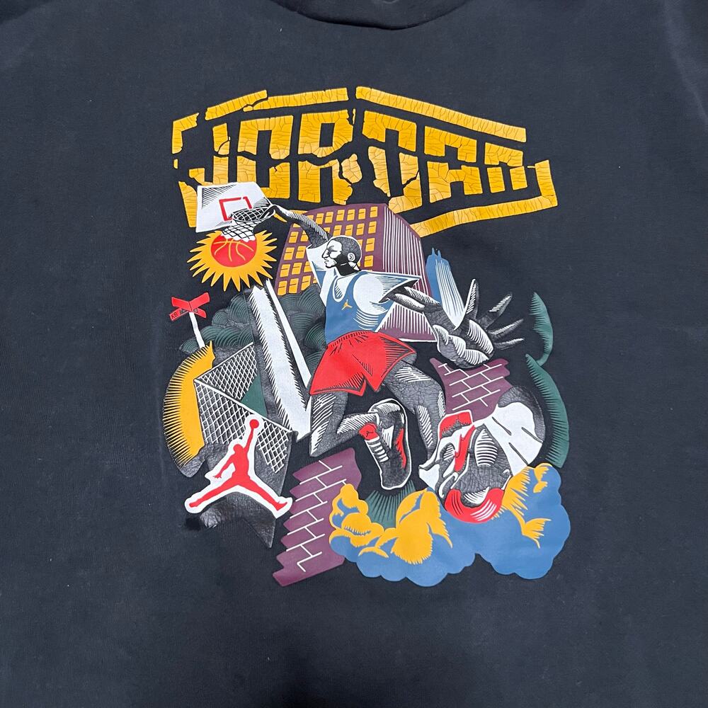 Nike Air Jordan Sweatshirt Mens XL Sport DNA Hybrid Fleece Crew DC9615 Black - Picture 2 of 9